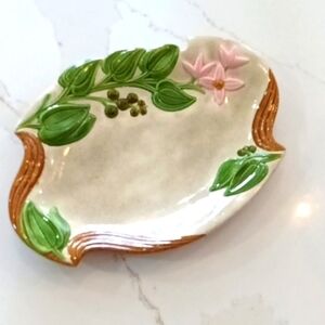 Holland Mold Footed Decorative Plate Flowers Leaves & Berries